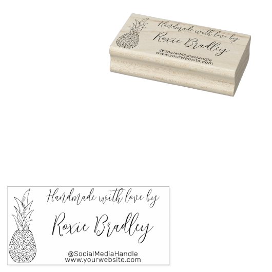 Handgemaakt met Love Small Business Custom Rubberstempel (Gestempeld)