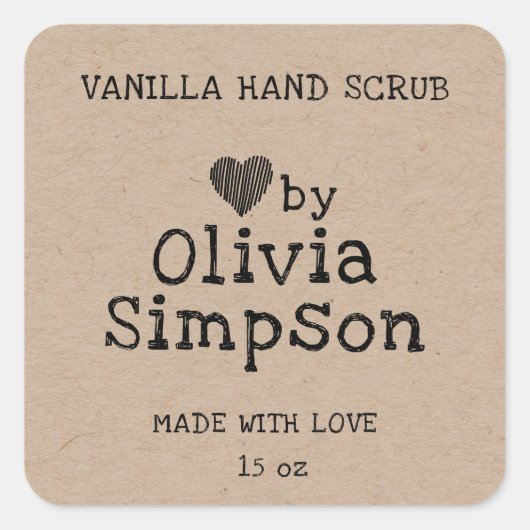 Handgemaakt met Love Small Business Custom Vierkante Sticker (Voorkant)