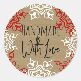 Handgemaakt met Love Snowflake-kerstcadeautjes Ronde Sticker