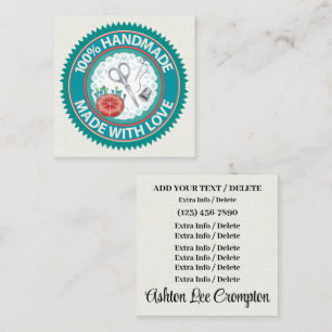 Handgemaakt met Love SQUARE Business Kaart Vierkante Visitekaartje