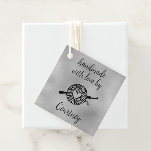 Handgemaakt met Love Square Crochet Bedankjes Labels (In situ)