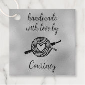 Handgemaakt met Love Square Crochet Bedankjes Labels (Voorkant)