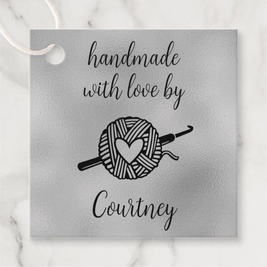 Handgemaakt met Love Square Crochet Bedankjes Labels (Voorkant)