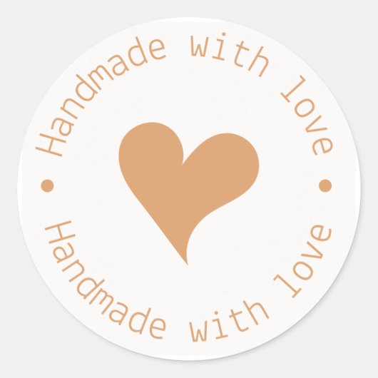 Handgemaakt met Love Sticker - Hart (Voorkant)