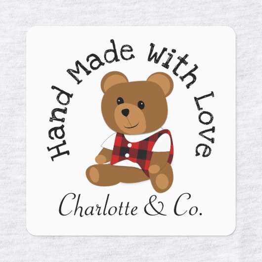 Handgemaakt met Love Teddy Bear Cute Personated Labels (Design 2)
