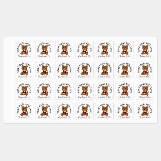 Handgemaakt met Love Teddy Bear Cute Personated Labels (Vel)