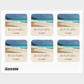 Handgemaakt met Love Turquoise Blue Zee Tropical Vierkante Sticker (Vel)