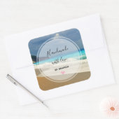 Handgemaakt met Love Turquoise Blue Zee Tropical Vierkante Sticker (Envelop)