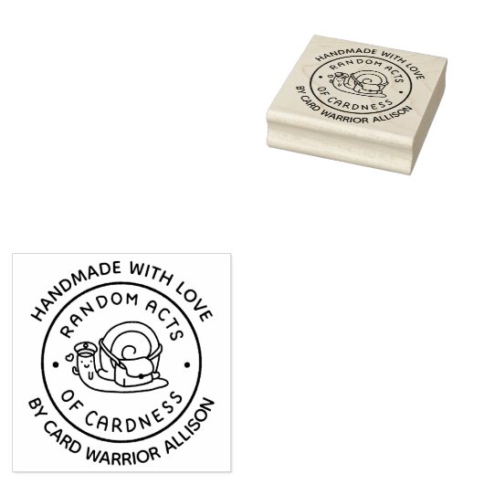 Handgemaakt met Love Wood Art Stamp Rubberstempel (Gestempeld)