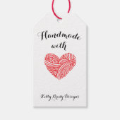 Handgemaakt met Love Yarn Heart Crafts Cadeaulabel (Voorkant)