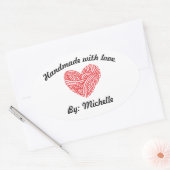 Handgemaakt met Love Yarn Heart Ovale Sticker (Envelop)