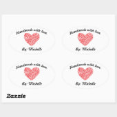 Handgemaakt met Love Yarn Heart Ovale Sticker (Vel)