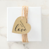 Handgemaakt met Love Zwart Script Kraft Heart Bedankjes Labels (In situ)