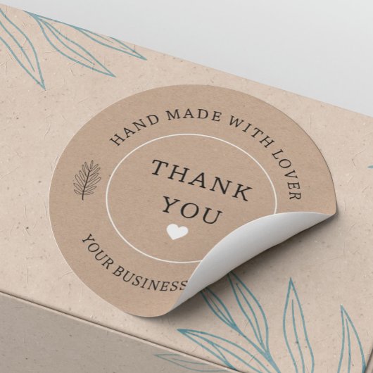 Handgemaakt met minnaar dank u ronde sticker