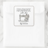 Handgemaakt met  naaimachine voor liefdesnaaien vierkante sticker (Tas)