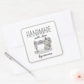 Handgemaakt met  naaimachine voor liefdesnaaien vierkante sticker (Envelop)