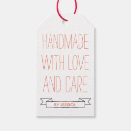 Handgemaakt met persoonlijke liefdesstatus cadeaulabel