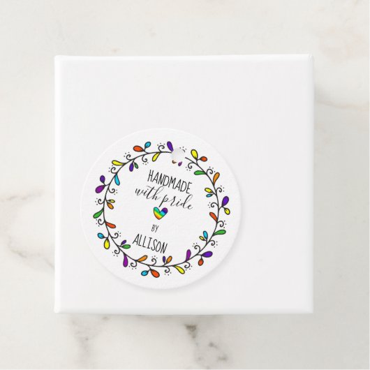 Handgemaakt met Pride Rainbow 🌈Artisan 2-zijdige  Bedankjes Labels (In situ)