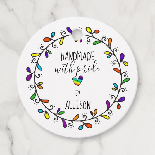 Handgemaakt met Pride Rainbow 🌈Artisan 2-zijdige Bedankjes Labels (Voorkant)
