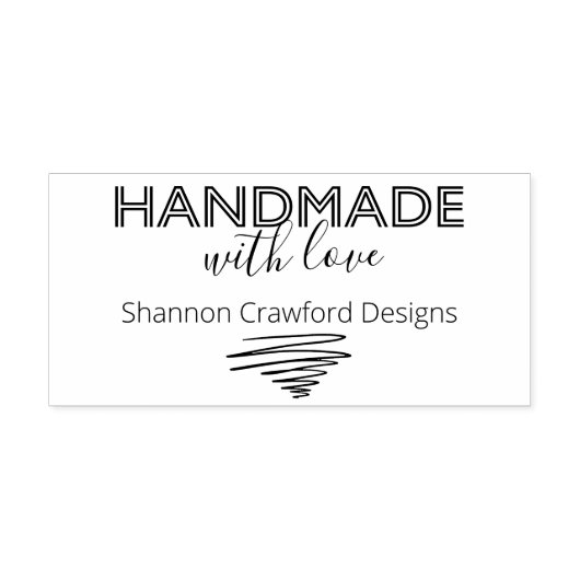 Handgemaakt met Scribble met Love Modern Retro Sig Rubberstempel (Afrduk)