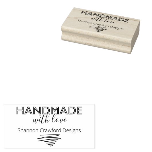 Handgemaakt met Scribble met Love Modern Retro Sig Rubberstempel (Gestempeld)