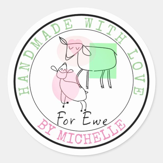 Handgemaakt met Stickers van liefdesschapen (Voorkant)