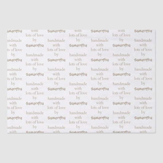 Handgemaakt met veel liefde op naam Champagne Gold Tissuepapier (Voorkant)