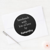 Handgemaakt met veel liefde op naam White Black Ronde Sticker (Envelop)