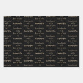 Handgemaakt met veel Love Gold White Black Green Inpakpapier Vel (Voorkant 2)