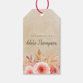 Handgemaakt met waterverf bloemtextuurpapier cadeaulabel