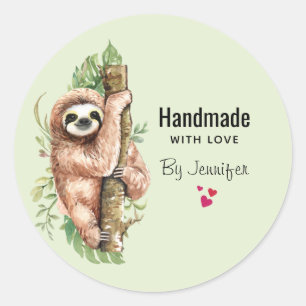 Handgemaakt met Waterverf Liefde Cute-sleuf Ronde Sticker