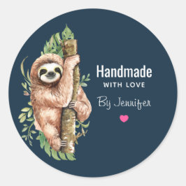 Handgemaakt met Waterverf Liefde Cute-sleuf Ronde Sticker