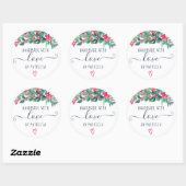 Handgemaakt met waterverf met liefdesflorale kerst ronde sticker (Vel)