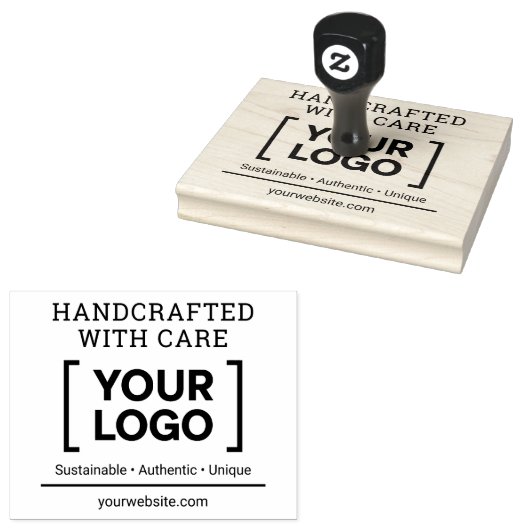 Handgemaakt met zorg Custom Logo Website Business Rubberstempel (Gestempeld)