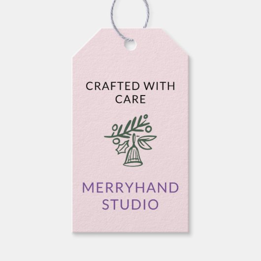 Handgemaakt met zorg Whimsical Green Bell Cadeaulabel (Voorkant)