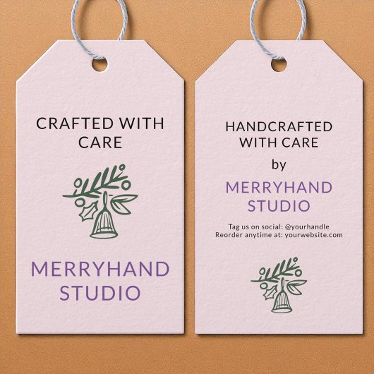 Handgemaakt met zorg Whimsical Green Bell Cadeaulabel