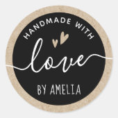 Handgemaakt met zwarte liefde voor Kraft-papier Ronde Sticker (Voorkant)