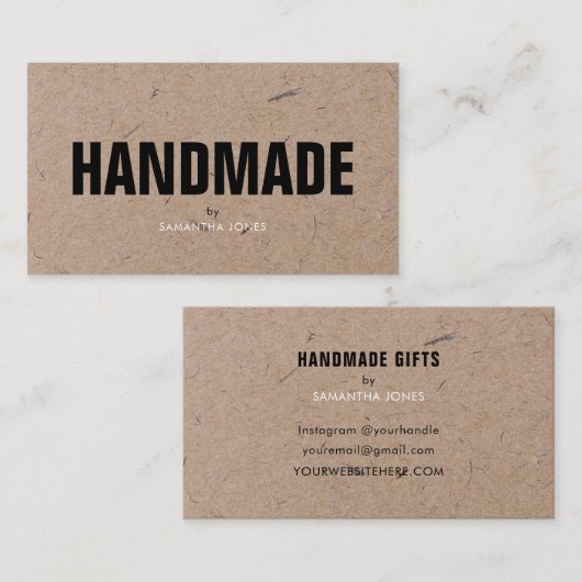 Handgemaakt Minimalistisch Modern Rustiek Kraft-pa Visitekaartje (Voorkant / Achterkant)