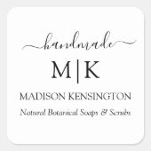 Handgemaakt Monogram of voeg Kleine Onderneming va Vierkante Sticker (Voorkant)