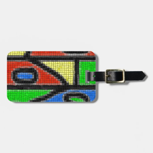 Handgemaakt mozaïek, moderne kunst. bagagelabel (Voorkant horizontaal)