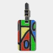 Handgemaakt mozaïek, moderne kunst. bagagelabel (Voorkant verticaal)