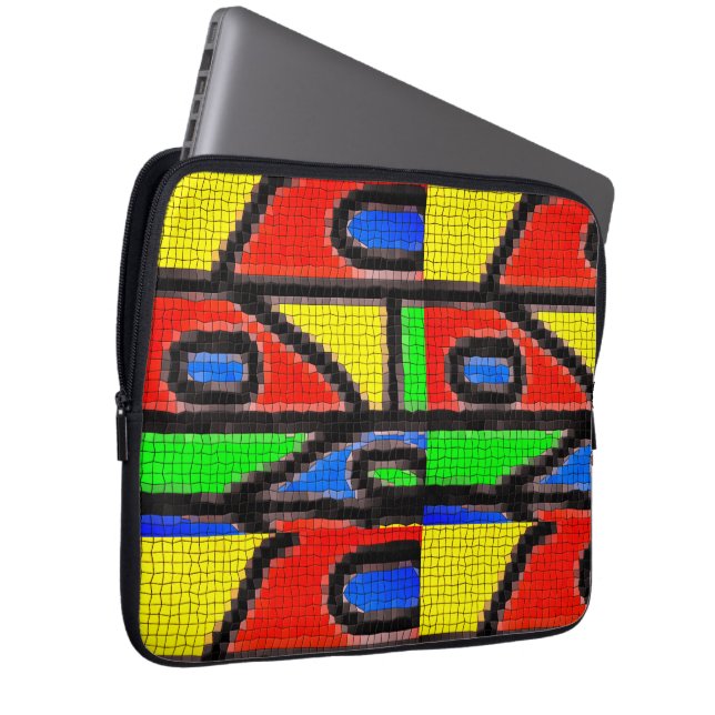 Handgemaakt mozaïek, waarbij de Hoesje-M van Barce Laptop Sleeve (Voorkant Rechts)