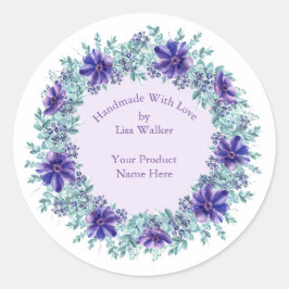 Handgemaakt objectlabel Roustic Aqua Wreate & Paar Ronde Sticker