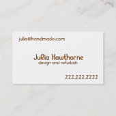 Handgemaakt, onhandig Visitekaartje (Achterkant)