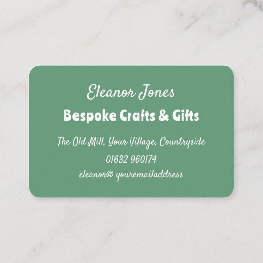 Handgemaakt op maat ambachten groene QR code stijl Visitekaartje (Achterkant)