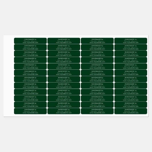 Handgemaakt op naam emerald green script labels (Vel)