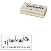 Handgemaakt op naam harten modern handgeschreven s rubberstempel (Gestempeld)