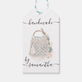 Handgemaakt op naam met zorginstructies Macrame Cadeaulabel (Voorkant)