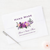 Handgemaakt Paars Violet Waterverf Floral Small Vierkante Sticker (Envelop)