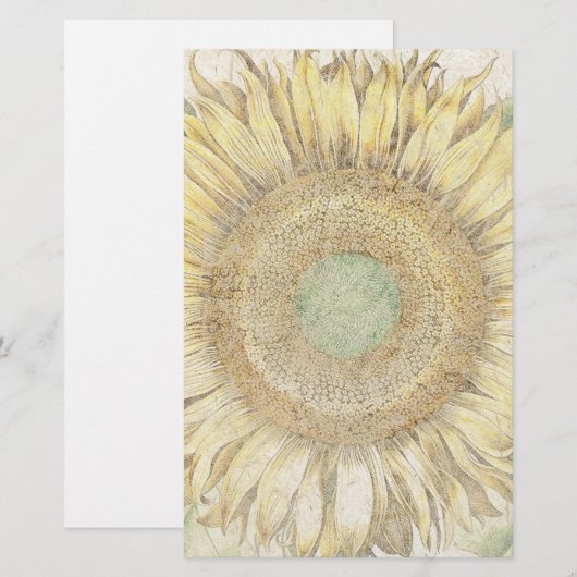 Handgemaakt papier, zonnebloemen, bakkerij briefpapier (Voorkant / Achterkant)